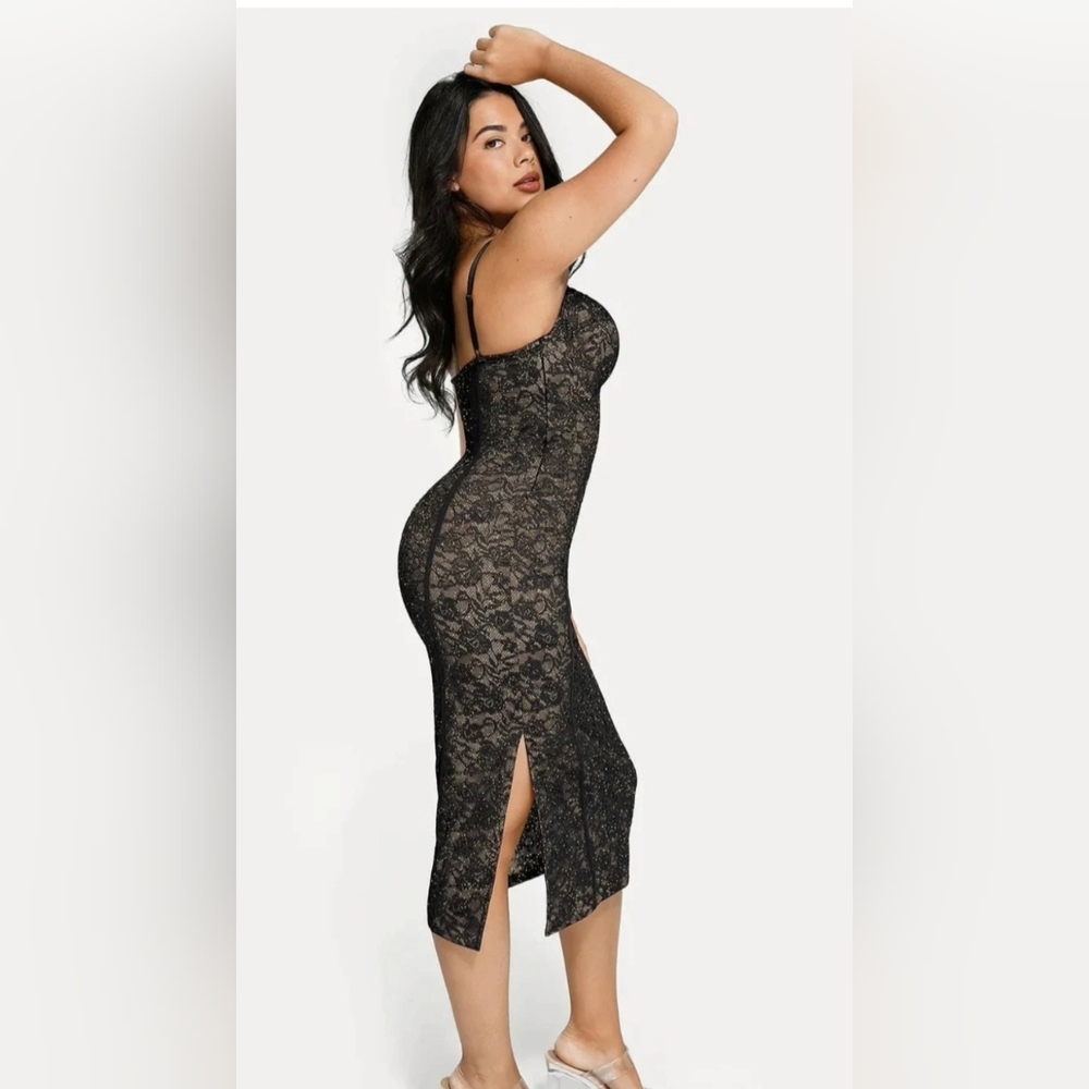 Sold Popilush Built in Shapewear Lace Midi Dress #1238 - Picture 9 of 14